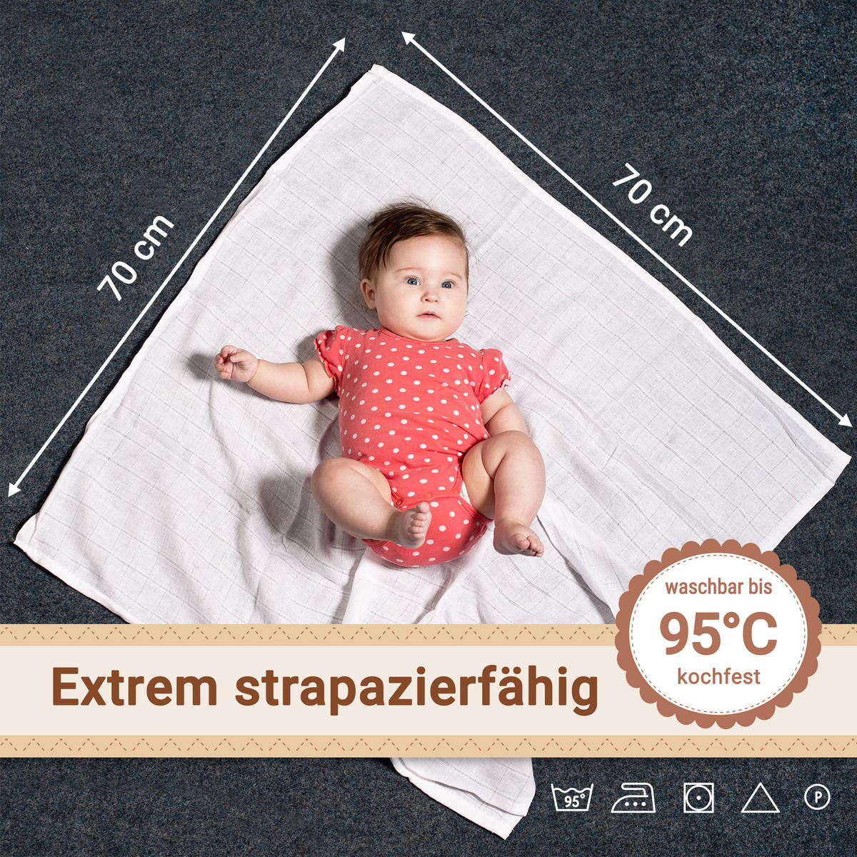 SPUCKTÜCHER, 10er-Set, 70x70 cm, 100% Baumwolle, Weiß - Weiß, Textil (70/70cm) - Zollner