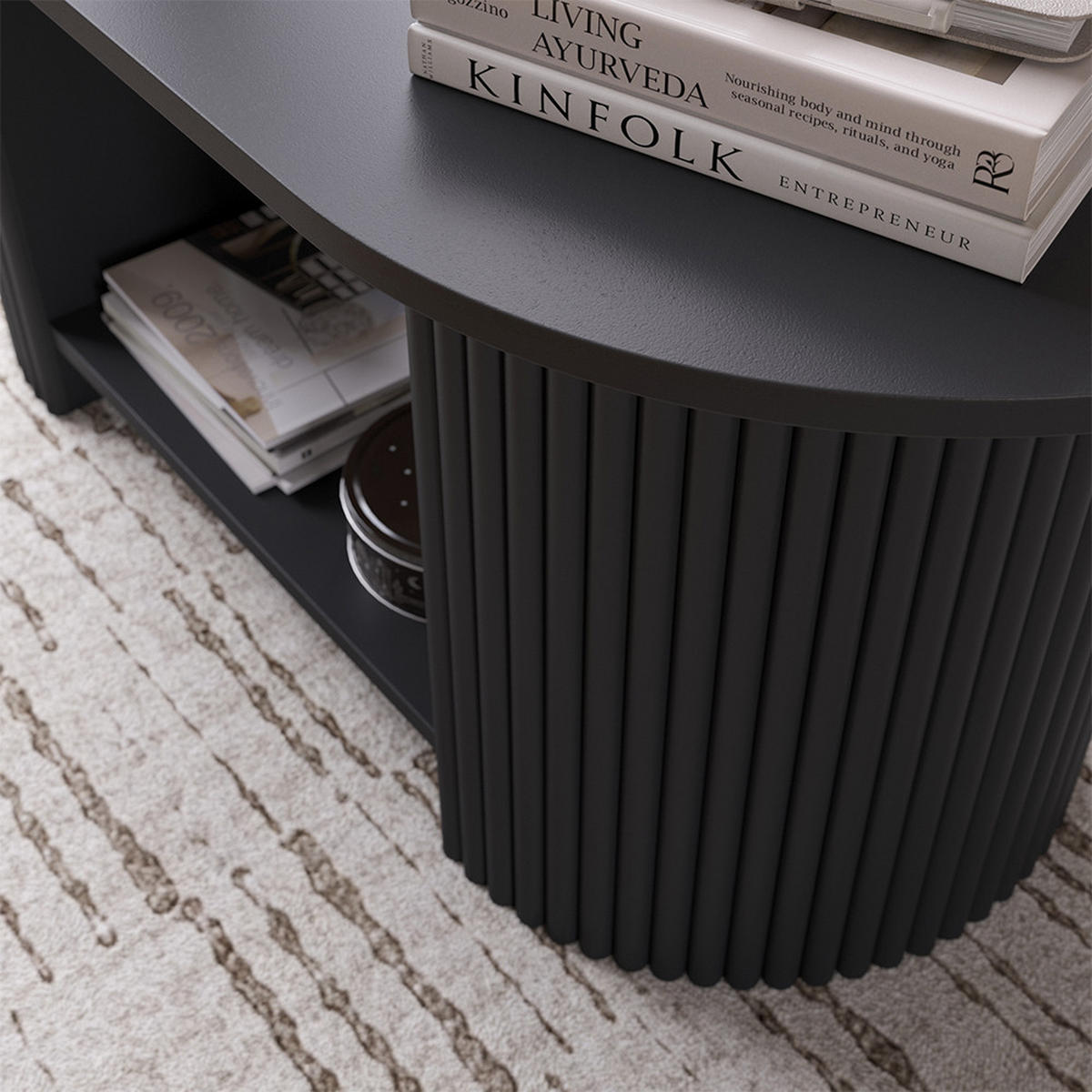 MASUTA DE CAFEA Calero, Negru/Negru, 100 x 50 cm - negru, compozit lemnos (50/100/45cm) - Vicco