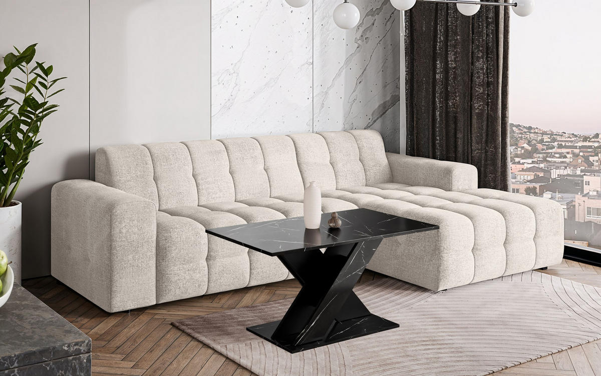 COUCHTISCH 110 cm Schwarzen Marmor-Optik - Schwarz Hochglanz, Holzwerkstoff (60/110/55cm) - Home Collective