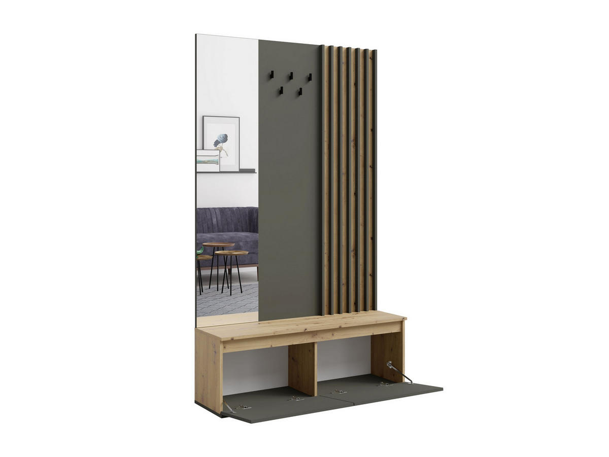 GARDEROBENSCHRANK ORTHOS 119,6/202,1/34 cm Modern Garderoben Eiche Artisan - Graphitfarben/Eiche Artisan, Holzwerkstoff (119.6/202.1/34cm) - MASSENO