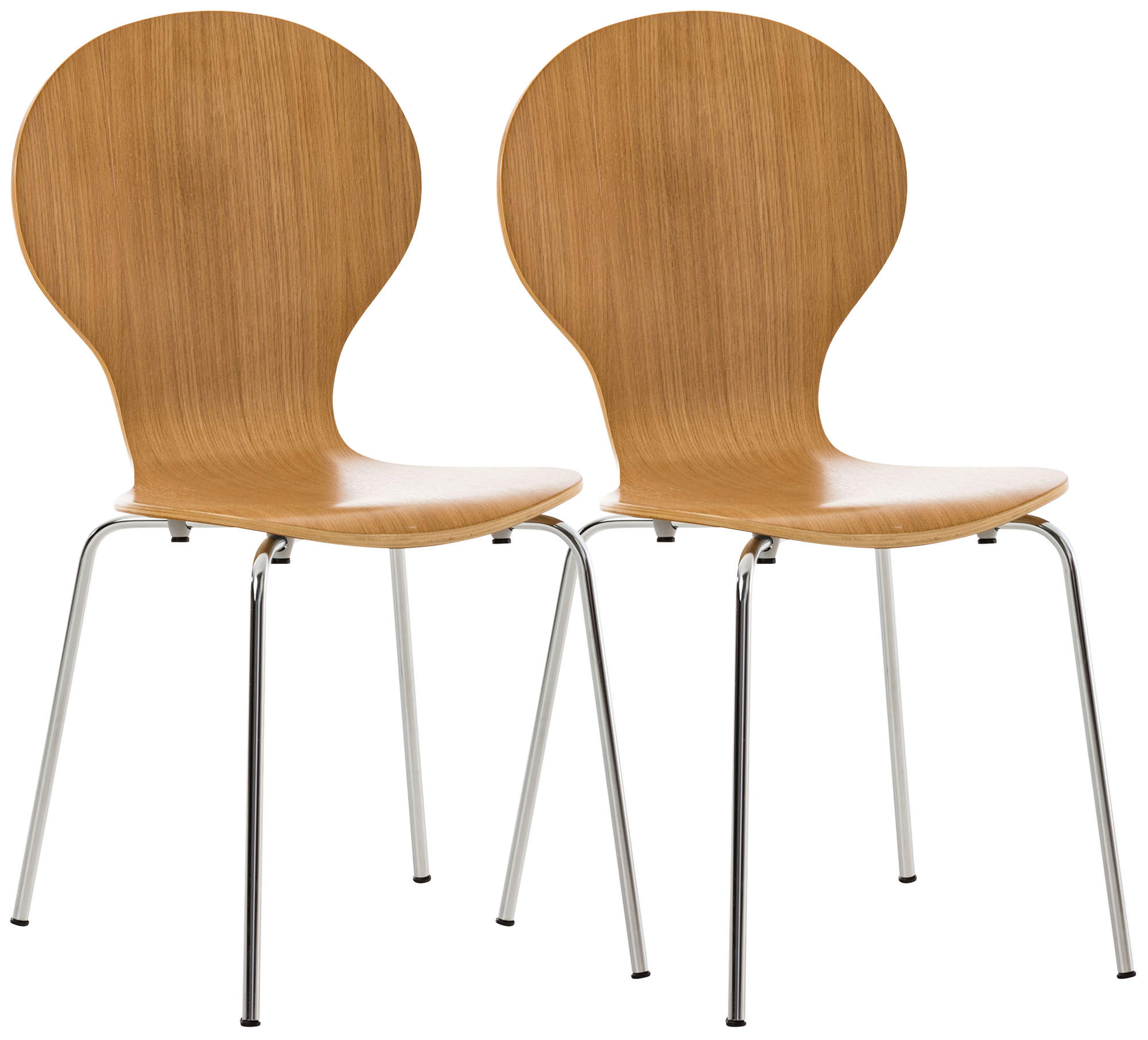 BESUCHERSTUHL 2er Set Holz eiche - Eichefarben, Holz/Metall (43/86/45cm) - CLP