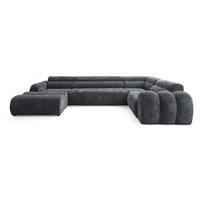 6-SITZER modulares Wohnlandschaft U XXL VEER SET 3 Rechts, 368 x 200 cm, Chenille Webstoff Dunkelgrau - Dunkelgrau/Schwarz, Holz/Kunststoff (200/75/368cm) - Muffo