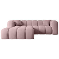 ECKSOFA Ottomane Links OLEA-L1 - 231x173x74 cm Rosa Cord - Schwarz/Rosa, Holzwerkstoff/Kunststoff (190/242cm) - ALTDECOR