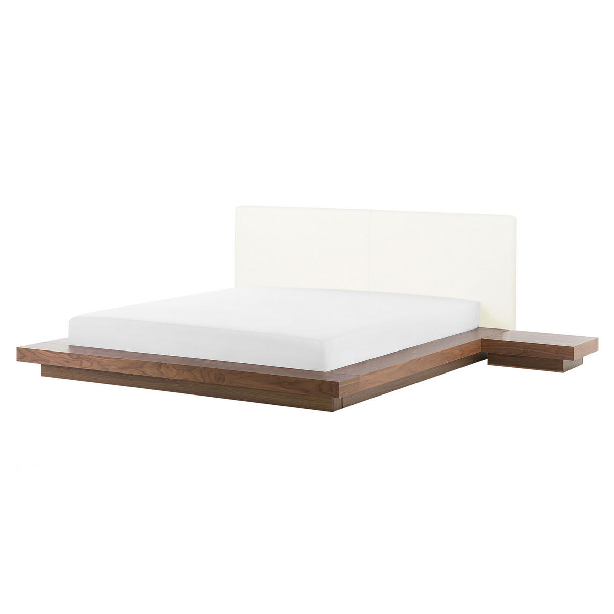 BETT mit LED 160x200 cm Heller Holzfarbton Zen - Hellbraun, Holzwerkstoff (160/200cm) - Beliani