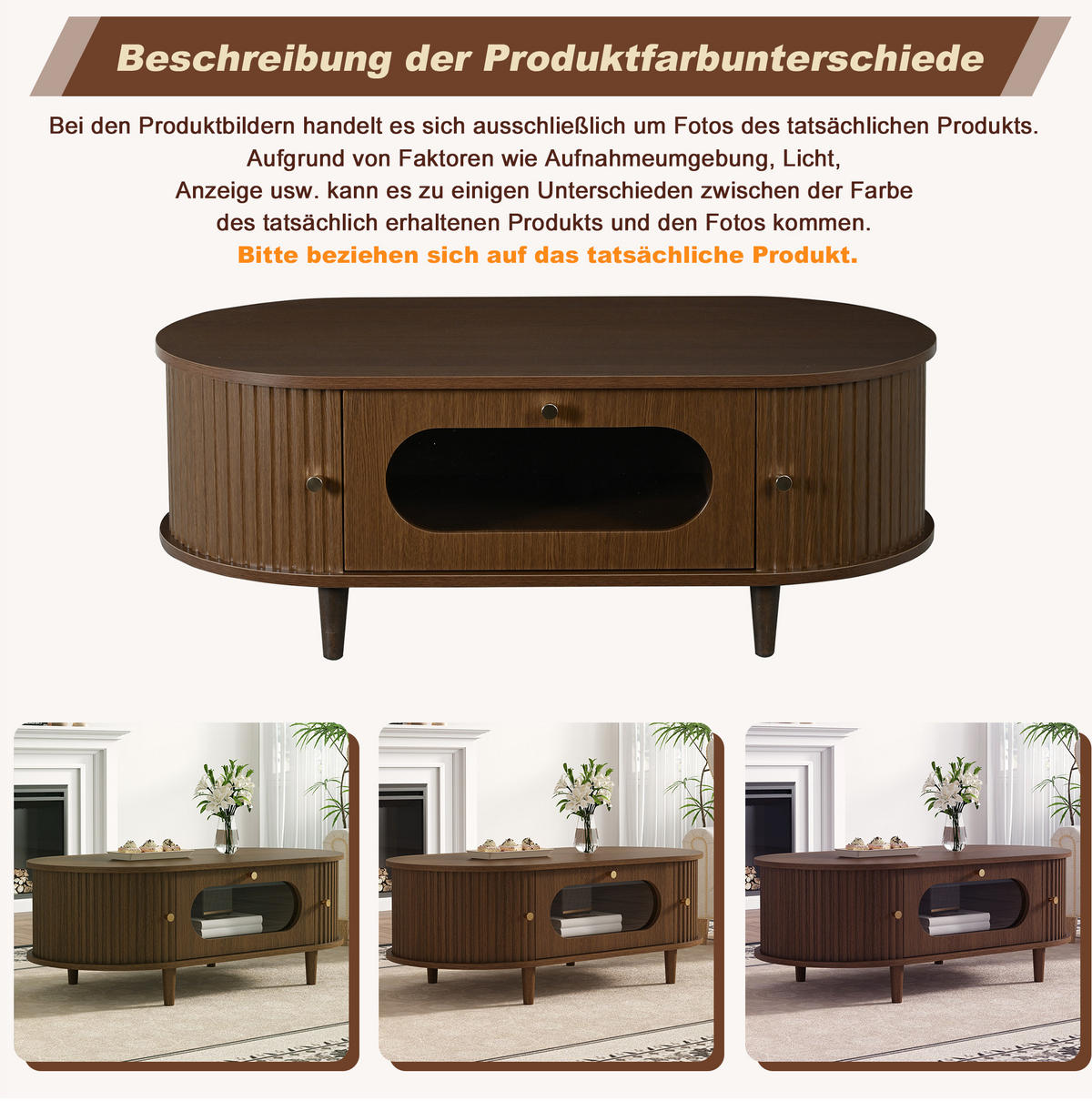 COUCHTISCH 100/50/36 cm in Walnuss aus MDF mit Schublade und Rollladen - Nussbaumfarben, Holzwerkstoff (100/50/36cm) - OKMYHOME