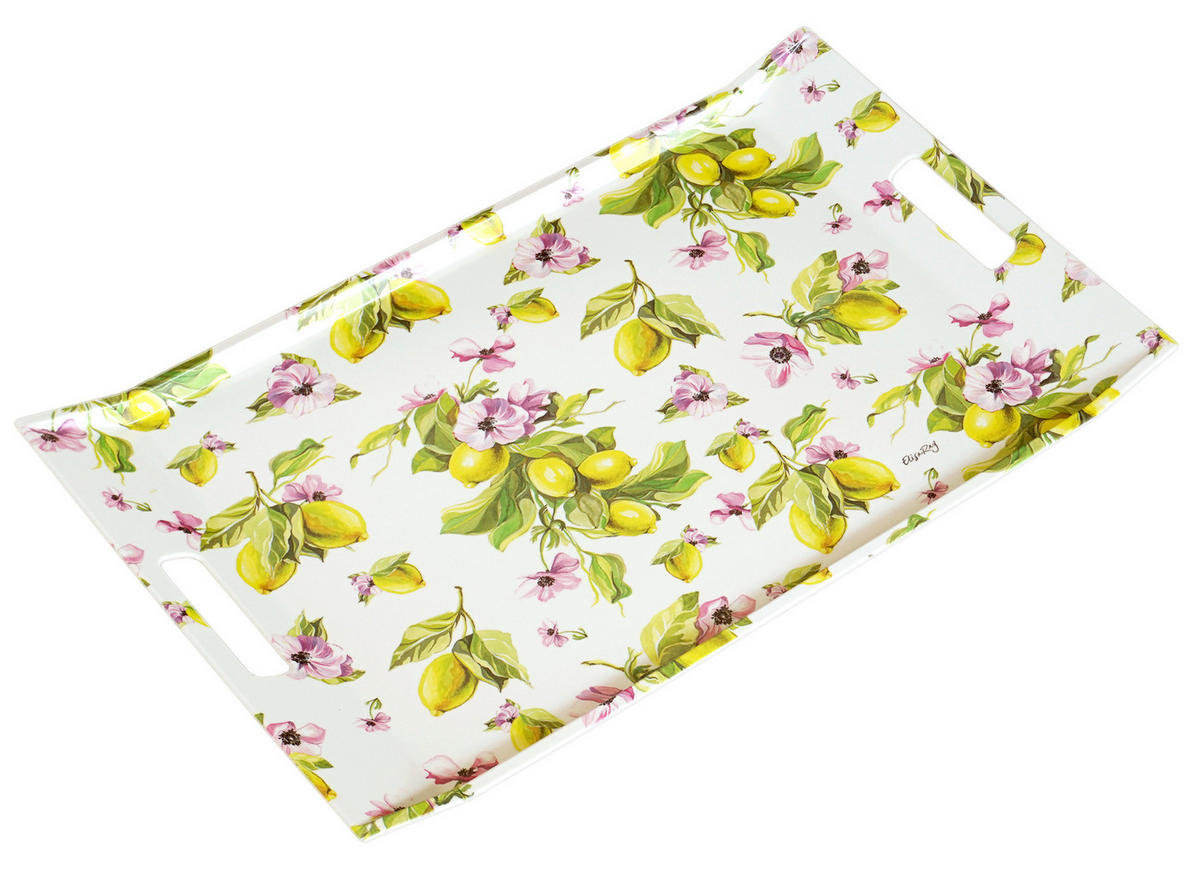 TABLETT Zitronen, rechteckige Serviertablett mit Griff 54x35 cm - Gelb, Kunststoff (35/3/54cm) - Lashuma