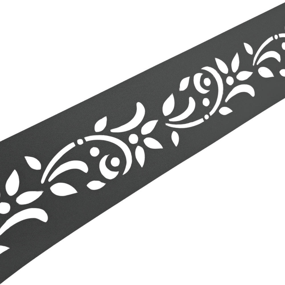 SICHTSCHUTZSTREIFEN PREMIUM Dekor Floral1 Sichtschutz Anthrazit 2,55m - Anthrazit, Kunststoff (255/19cm) - ZAUN|ZU