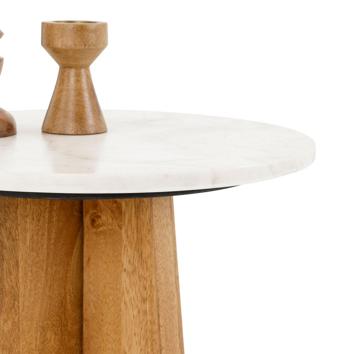 BEISTELLTISCH KERALA weiß/natur - Weiß/Naturfarben, Naturmaterialien/Holz (40/40/51cm) - IDIMEX