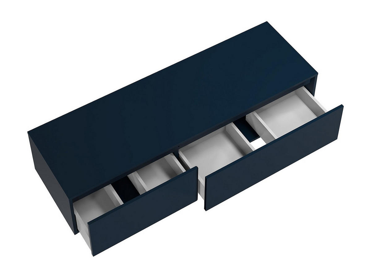 WASCHBECKENUNTERSCHRANK - 150cm x 47cm - Holzspan - marineblau - ISAURE - Blau, Holz (150/32/47cm) - Vente-Unique