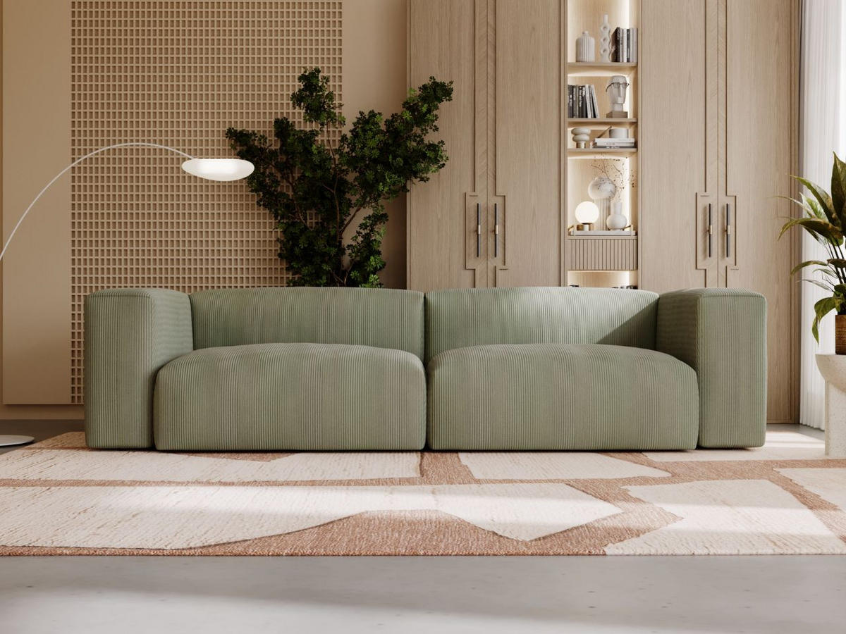 SOFA 240/85/80 Grün Landi - Schwarz/Grün, Kunststoff/Textil (240/85/80cm) - Graingold