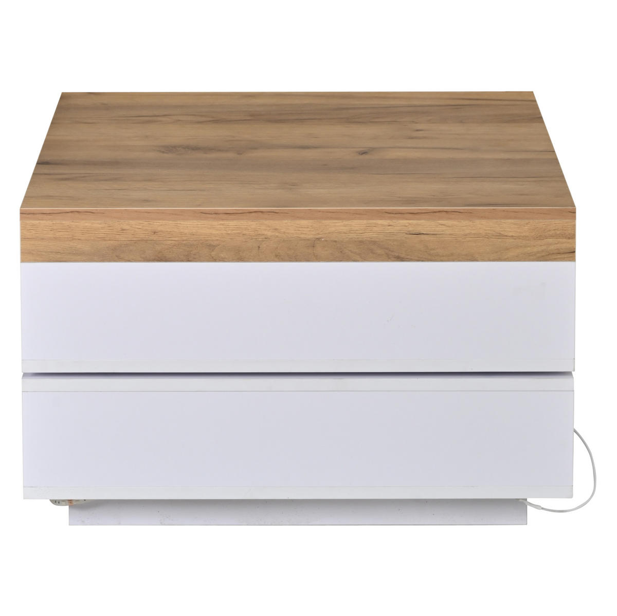 COUCHTISCH 65/65/40 cm mit LED-Beleuchtung und 360° drehbarer Tischplatte - Weiß, Holzwerkstoff (65/65/40cm) - Flora Grace