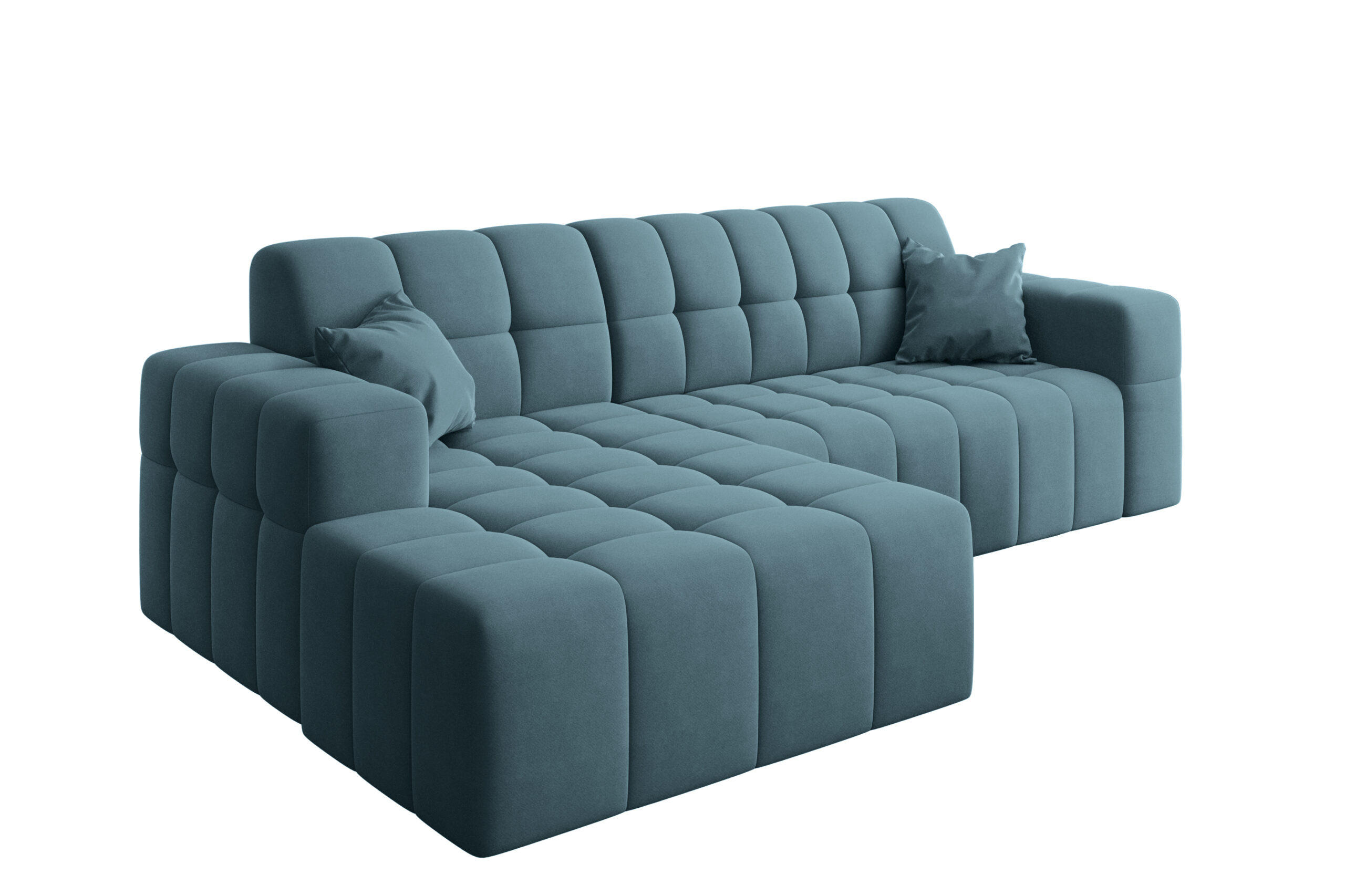 ECKSOFA L-förmiges Nimes Velours Stoff Blau Links - Blau, Holz/Kunststoff (168/265cm) - Kaiser Möbel