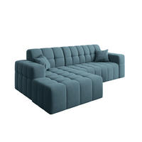 ECKSOFA L-förmiges Nimes Velours Stoff Blau Links - Blau, Holz/Kunststoff (168/265cm) - Kaiser Möbel
