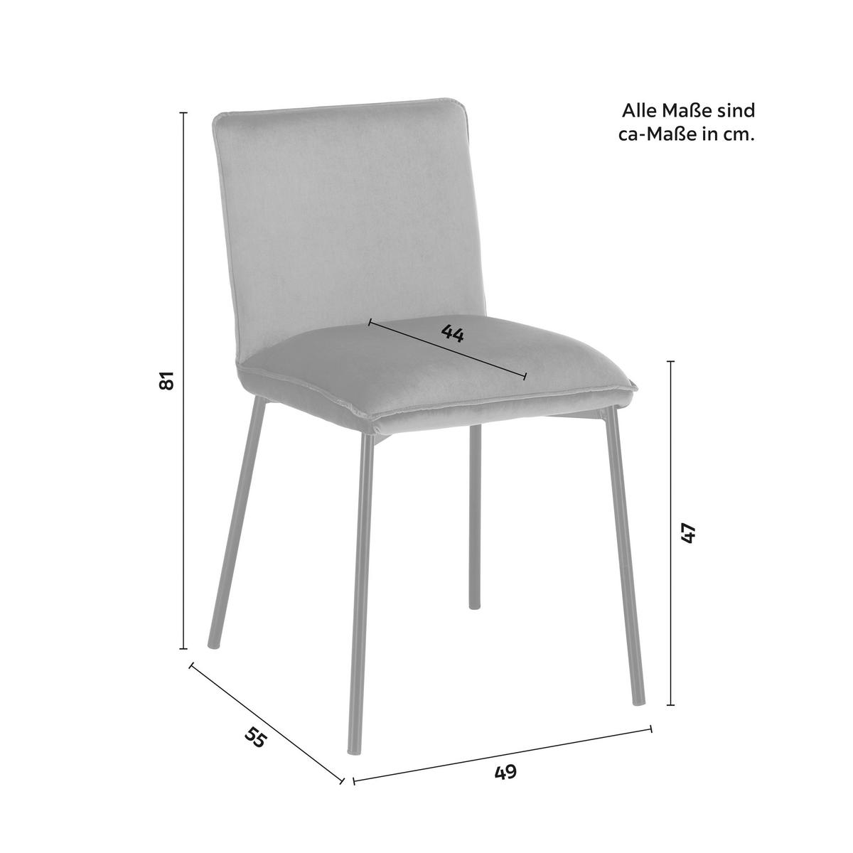 STUHL Darla Dunkelgrau Velours Gepolstert - Dunkelgrau, Holz (49/81/55cm) - Bessagi Home