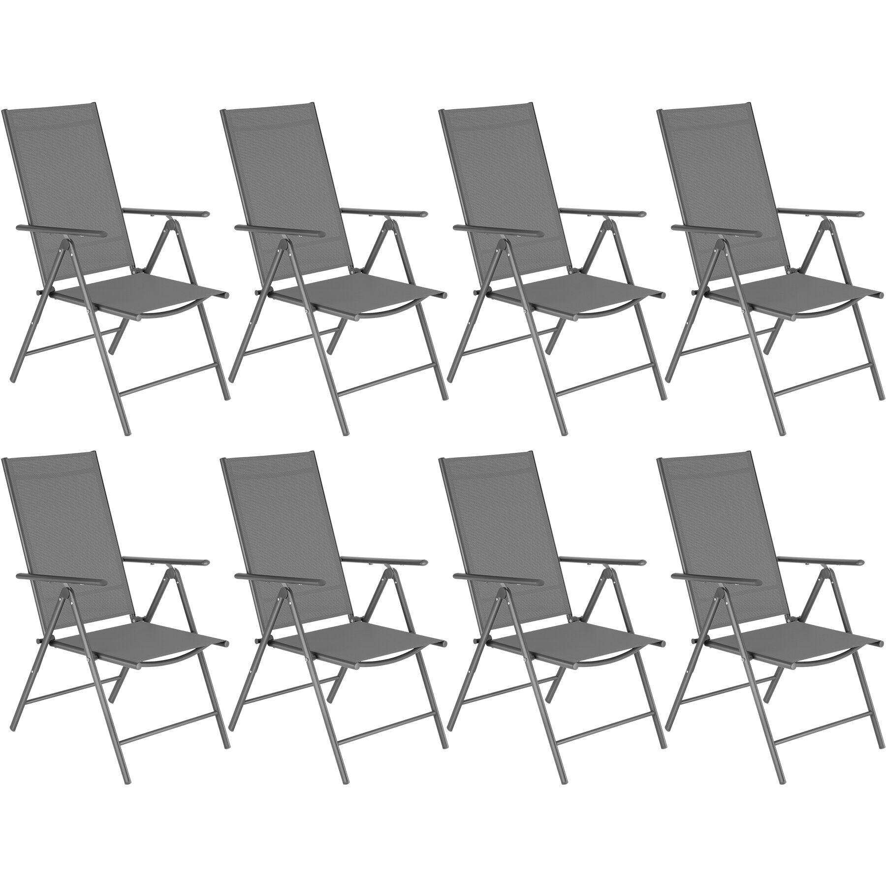 GARTENSTUHL 8er Set Marcellino, 54,5 x 65 x 107,5 cm, anthrazit - Anthrazit/Grau, Metall (54.5/107.5/65cm) - tectake