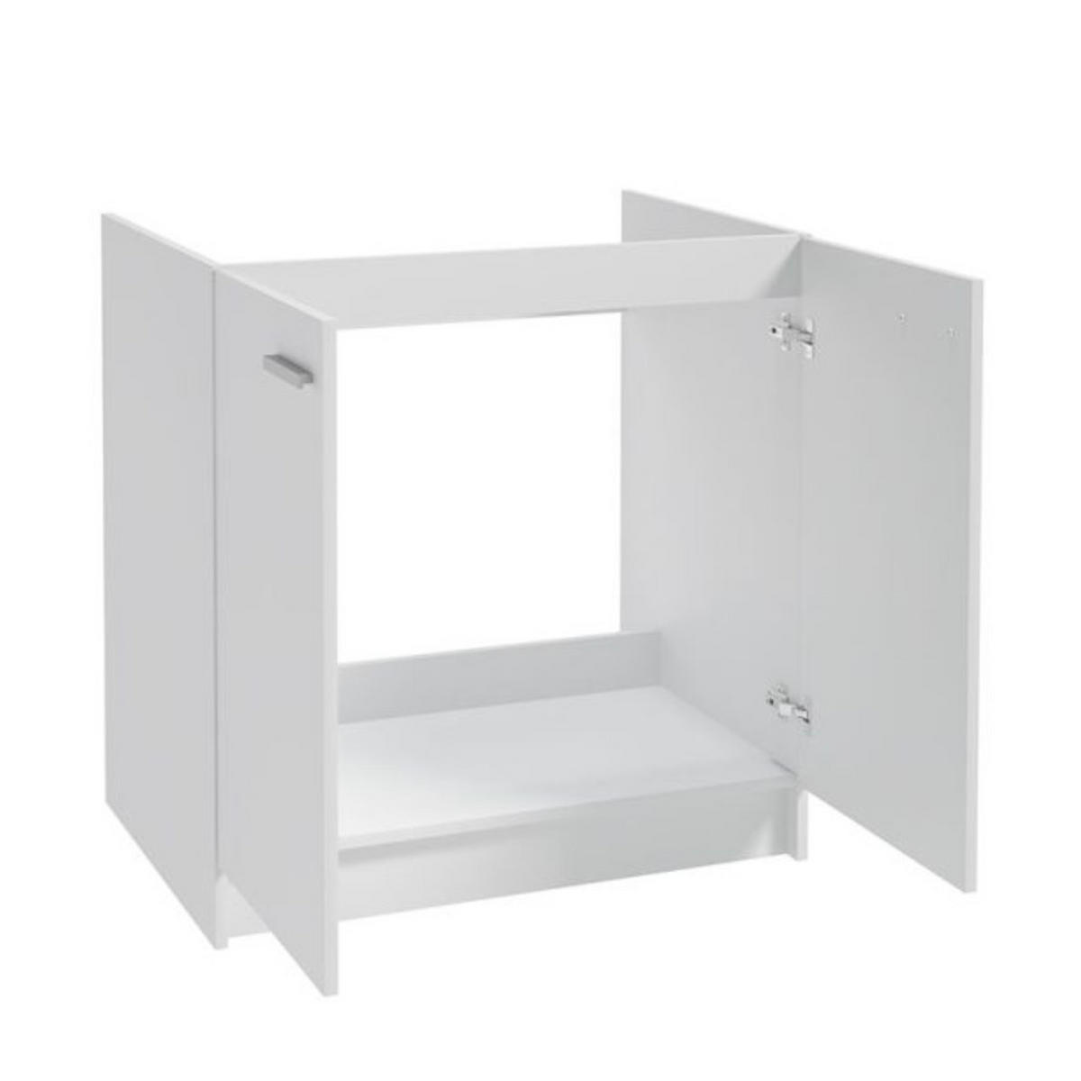 SPÜLUNTERSCHRANK 80cm mit Spüle + Armatur + Siphon Weiß - Weiß, Holzwerkstoff (80/82/50cm) - Stamar