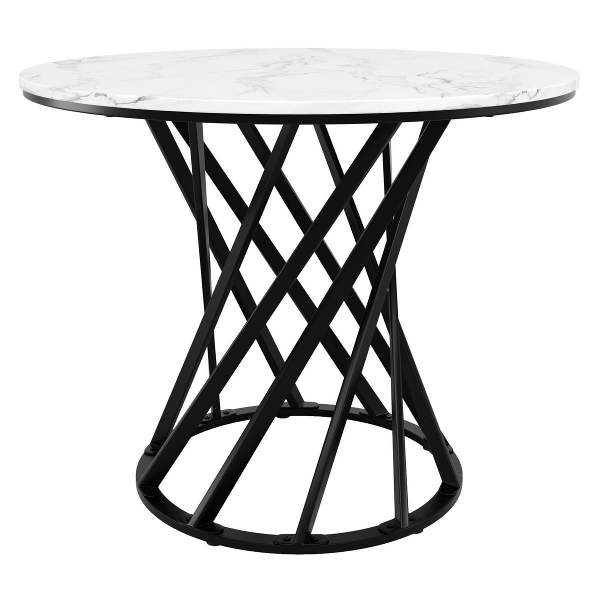 ESSTISCH rund 80x80 cm MDF in Marmoroptik mit Metallbeinen - Schwarz, Metall (80/80/76cm) - Meubliv