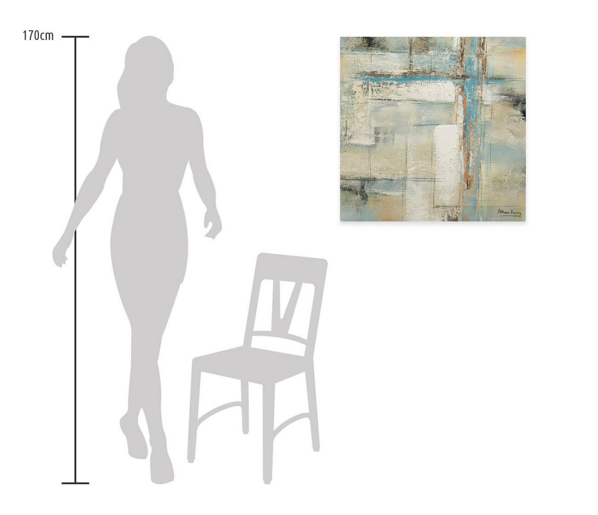 ACRYLBILD HANDGEMALT 60/60 cm - Blau/Beige, Holz/Textil (60/60cm) - KUNSTLOFT