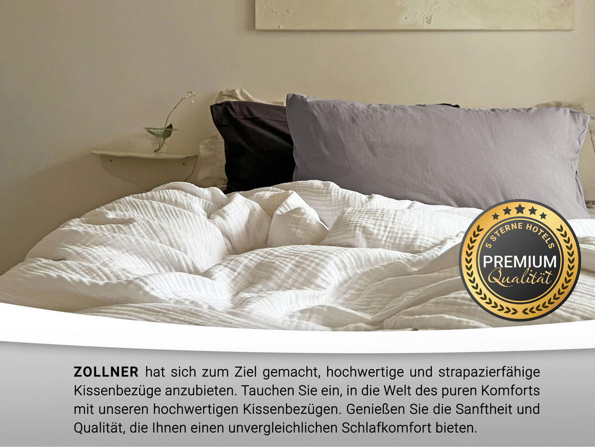 KISSENBEZUG, 2er-Set, 40x80 cm, 100% Baumwolle, Grau - Taupe, Textil (40/80cm) - Zollner