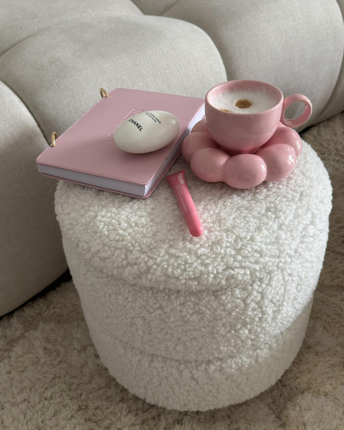 POUF Neely 35/35/38 cm - Weiß, Kunststoff/Textil (35/38/35cm) - Beliani