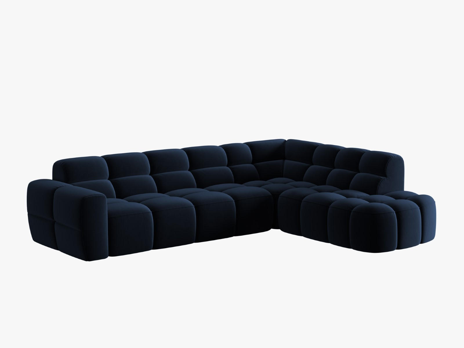 ECKSOFA rechts Lisa aus Samt königsblau 5 Sitzplätze - Dunkelblau, Textil (234/293cm) - Micadoni