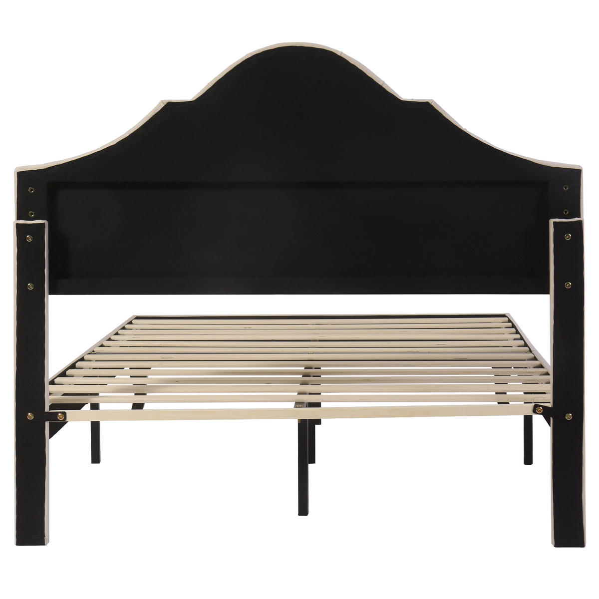 POLSTERBETT 140x190 Kopfteil Höhenverstellbar Lattenrost Velours Beige - Weiß, Textil - FLIEKS