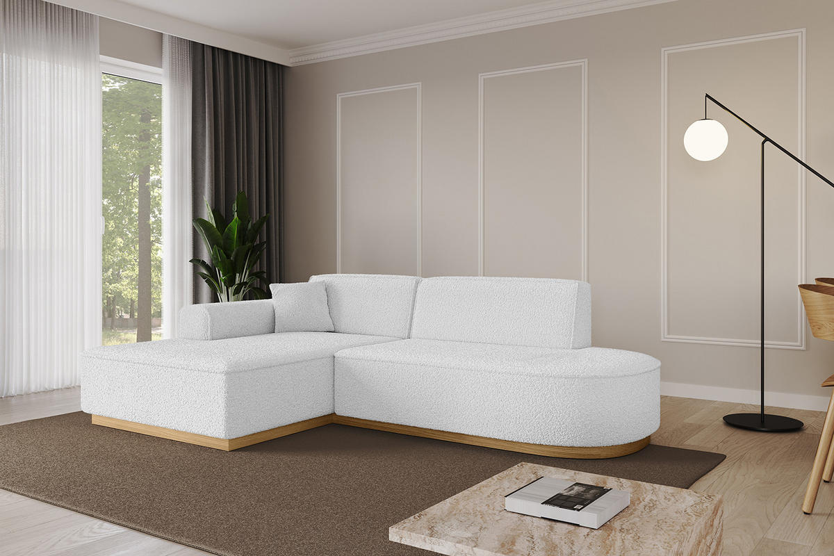 ECKSOFA Ottomane Links IREA-L1-v2 - 232x165x80 cm Weiß - Weiß, Holzwerkstoff/Textil (232/165cm) - ALTDECOR