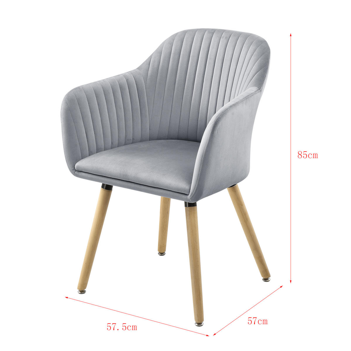 ESSZIMMERSTUHL Dover - Hellgrau, Textil (58/83/57cm) - [en.casa]