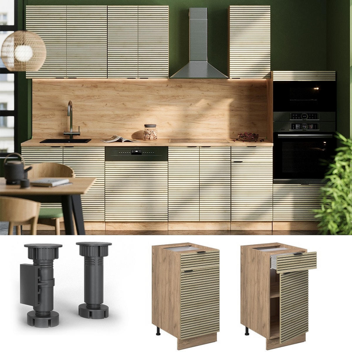 KÖKSUNDERSKÅP Fame-Line Ekpanel 40 cm , AP Oak - Ekfärgad/Honungsek, Träbaserade material (40/82/60cm) - Vicco