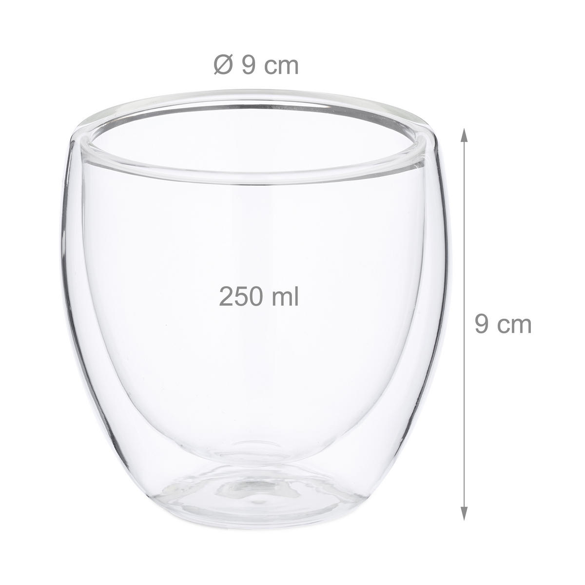 CAPPUCCINO-GLÄSER - Transparent, Glas/Metall (9/9/9cm) - Relaxdays