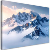 LEINWANDBILD Berge Winter Landschaft Natur 90x60cm - Weiß, Textil (90/60cm) - Feeby