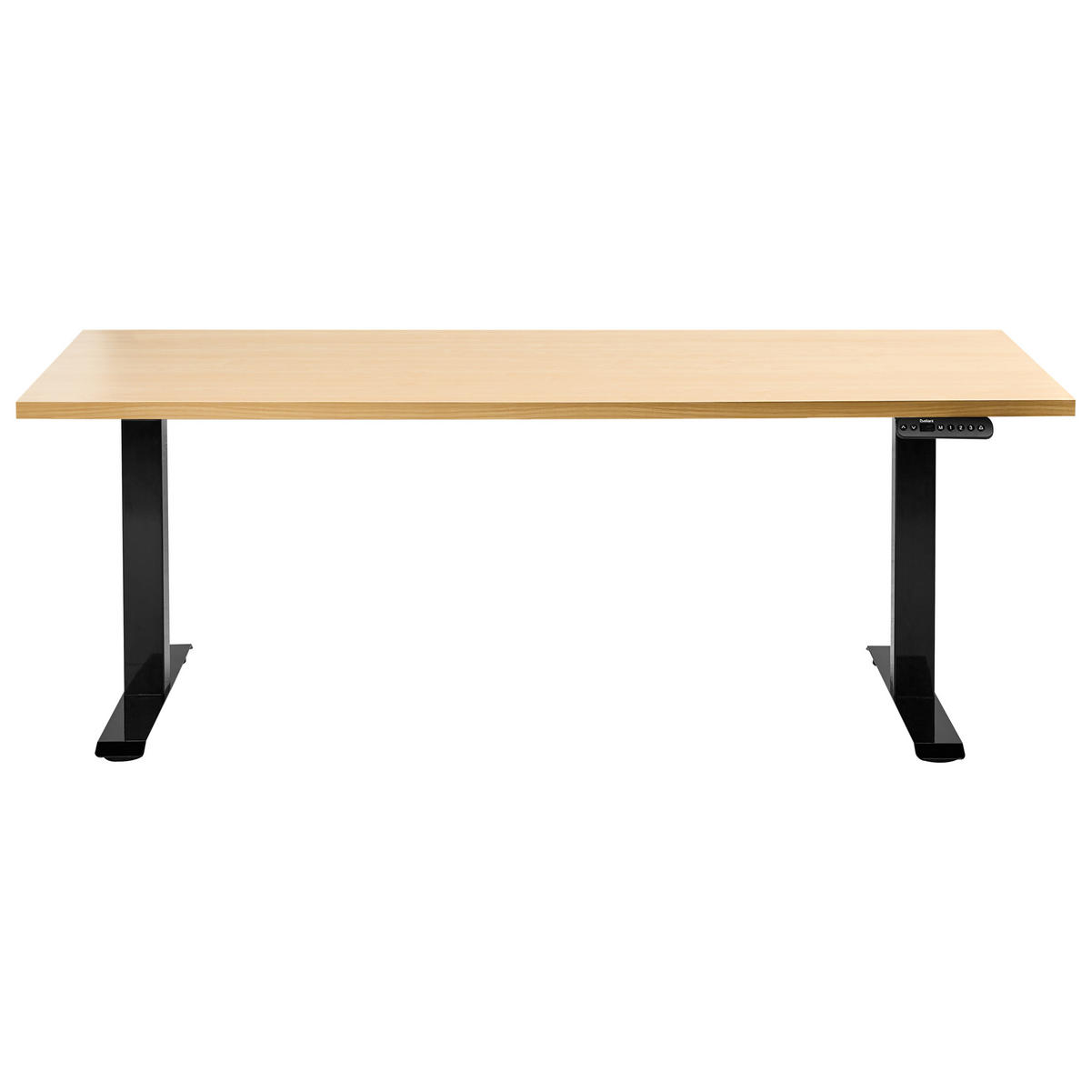 SCHREIBTISCH elektrisch höhenverstellbar 160/72 cm Schwarz/Hellbraun Destines - Hellbraun/Schwarz, Holzwerkstoff/Metall (72/160/63cm) - Beliani