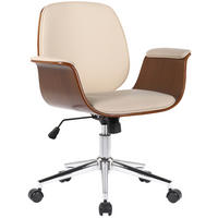 BÜROSTUHL Keegan, Kunstleder Walnuss/Creme - Creme, Textil/Metall (69/90/62cm) - TPFLiving