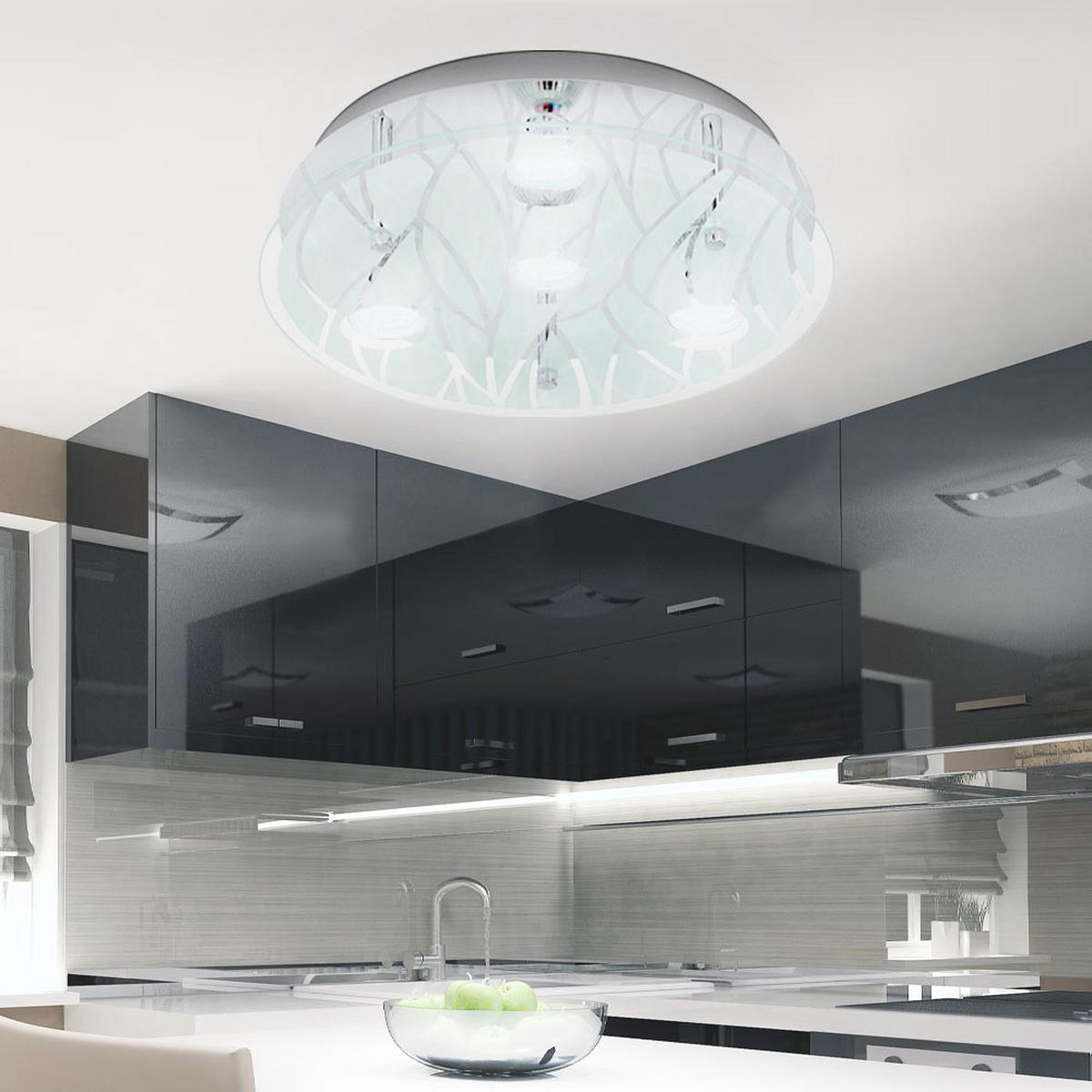 LED DECKENLEUCHTE Edelstahl Chrom Silber - Silberfarben, Glas (35/35/8.5cm)