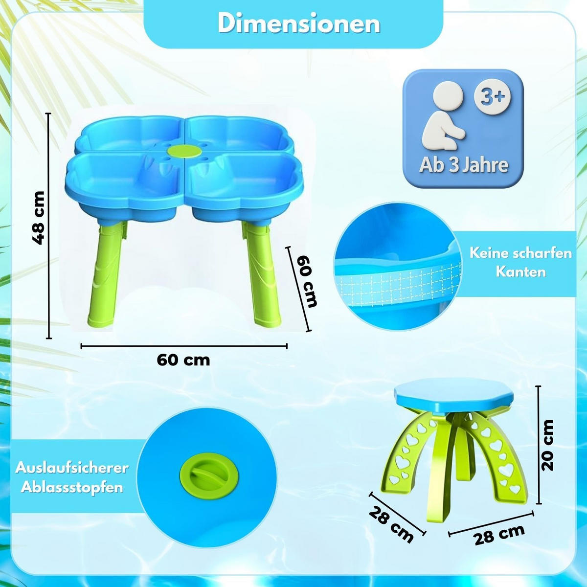 WASSERSPIELTISCH NARIUS M mit Zubehör 20 Teile - Multicolor, Kunststoff (58/58/62cm) - Coemo