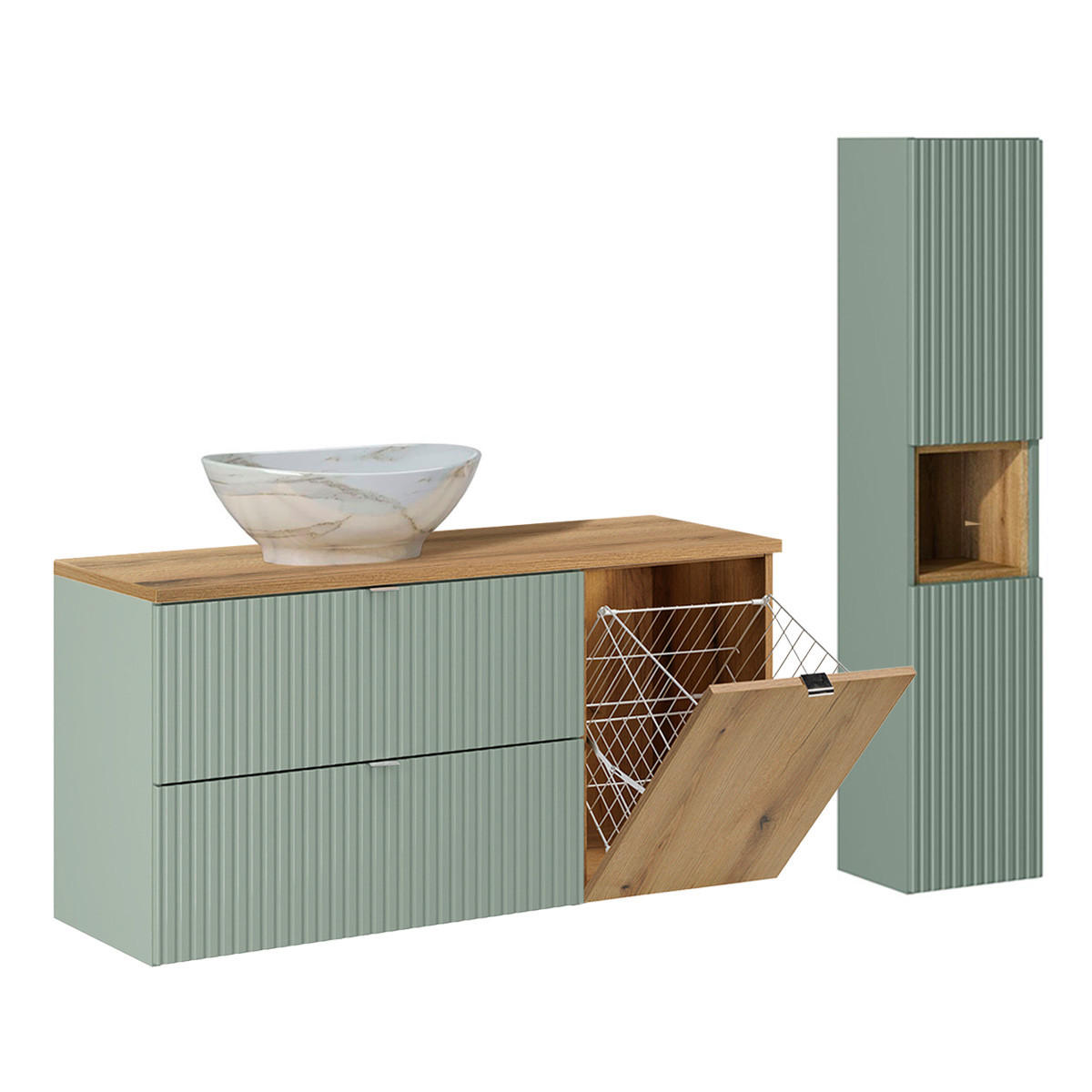 BADMÖBEL 120.4cm Jade 2er-Set Grün - Grün, Holzwerkstoff (120.4/59.5/40cm) - Petits-meubles