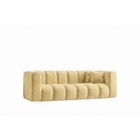 SOFA 3-Sitzer Modulares, Velvet-Stoff Riviera, Buttergelb, GRAND - Hellgelb, Holz (230/70/89cm) - Kaiser Möbel
