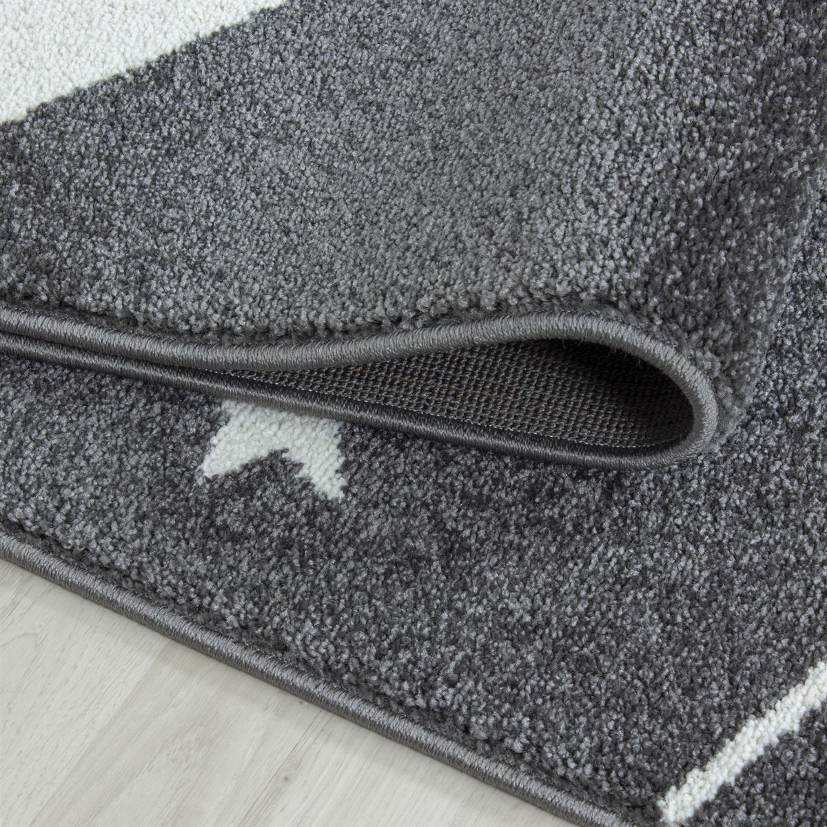 TEPPICH Kinder Sterne Polypropylen saugroboter Kurzflor Kinderzimmer Grau Rund 120x120 - Grau, Textil (120/120cm) - KADIMA DESIGN