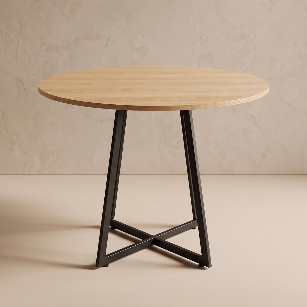 TISCH mit Kreuzfuß rund Braun 80/80/72 cm - Hellbraun, Metall (80/80/72cm) - SCENA LIVING
