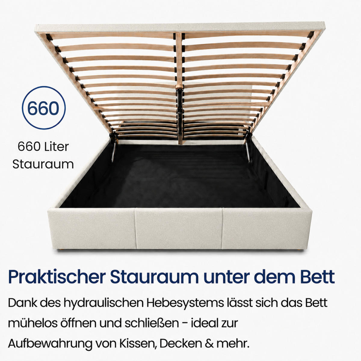 POLSTERBETT mit Stauraum 140x200 cm in Grau - Hellgrau, Holzwerkstoff (140/200cm) - Home Collective
