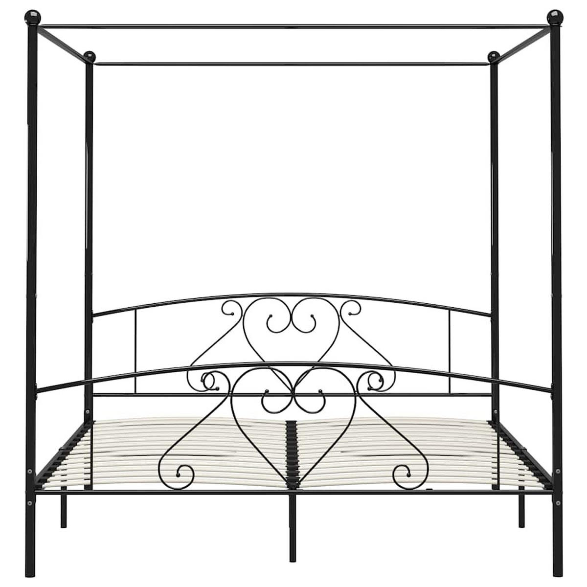 HIMMELBETT-GESTELL 180/200 Cm Metall Schwarz - Schwarz, Metall (180/200cm) - vidaXL