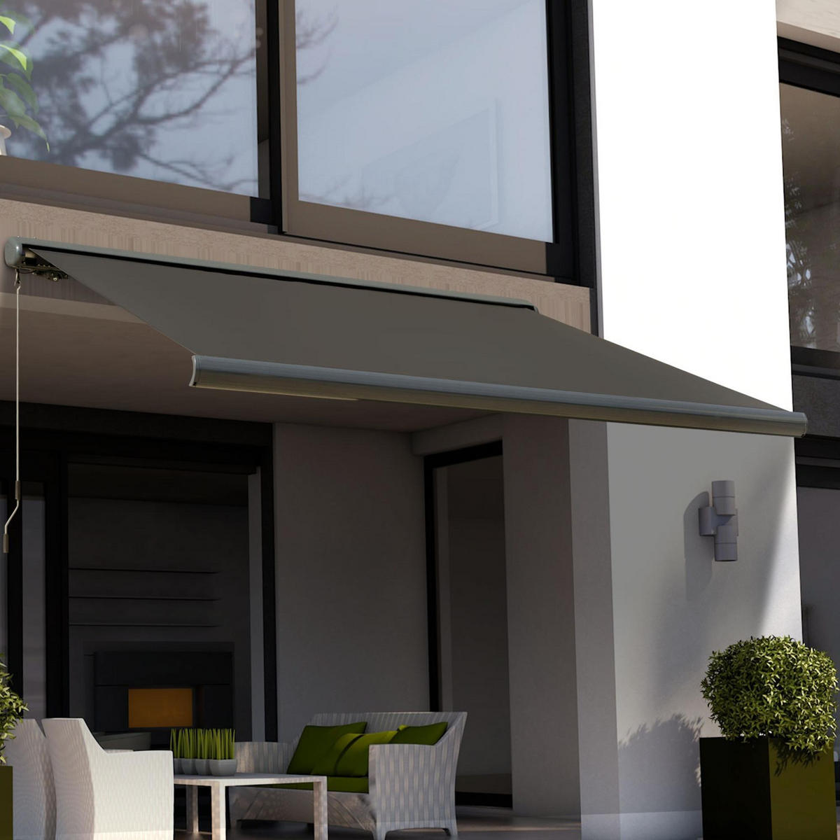 MARKISE elektrisch mit Fernbedienung Handkurbel Kassettenmarkise 3x2,5m - Dunkelgrau, Metall (2.5/1/3cm) - Outsunny