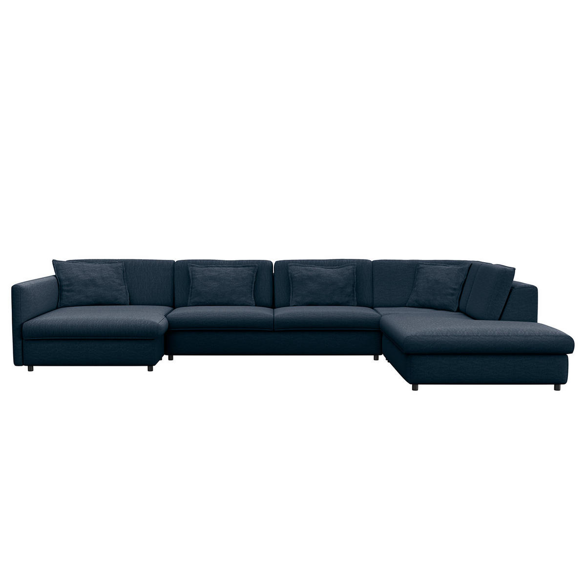 WOHNLANDSCHAFT - Blau/Schwarz, Kunststoff/Textil (431/84/272cm) - home24