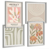 BILDER SET 4er Set - 50x50 cm & 40x60 cm Silberner Rahmen - Abstrakte Pflanzenformen - Silberfarben, Kunststoff (50/50cm) - TULUP