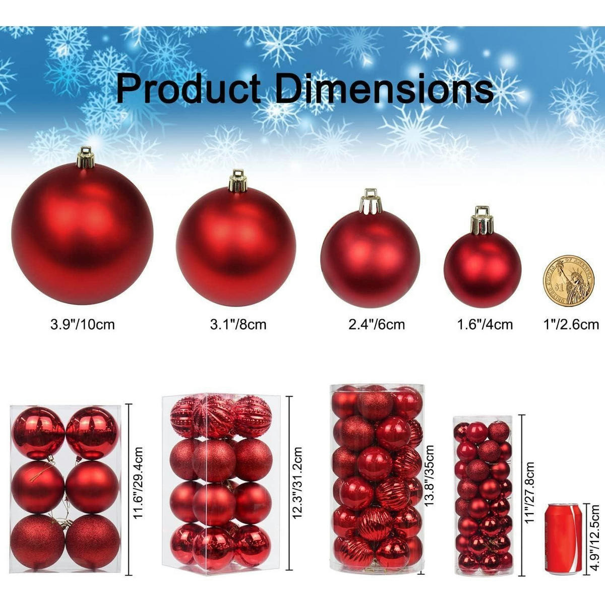 WEIHNACHTSKUGELN 40 Stück bruchsicher 4 cm Rot - Multicolor, Kunststoff (4/4/4cm)