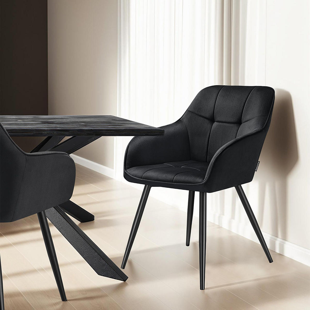 ESSZIMMERSTUHL 2er Set Marilyn 58 x 62 x 82 cm schwarz/schwarz - Schwarz, Kunststoff (58/82/62cm) - tectake