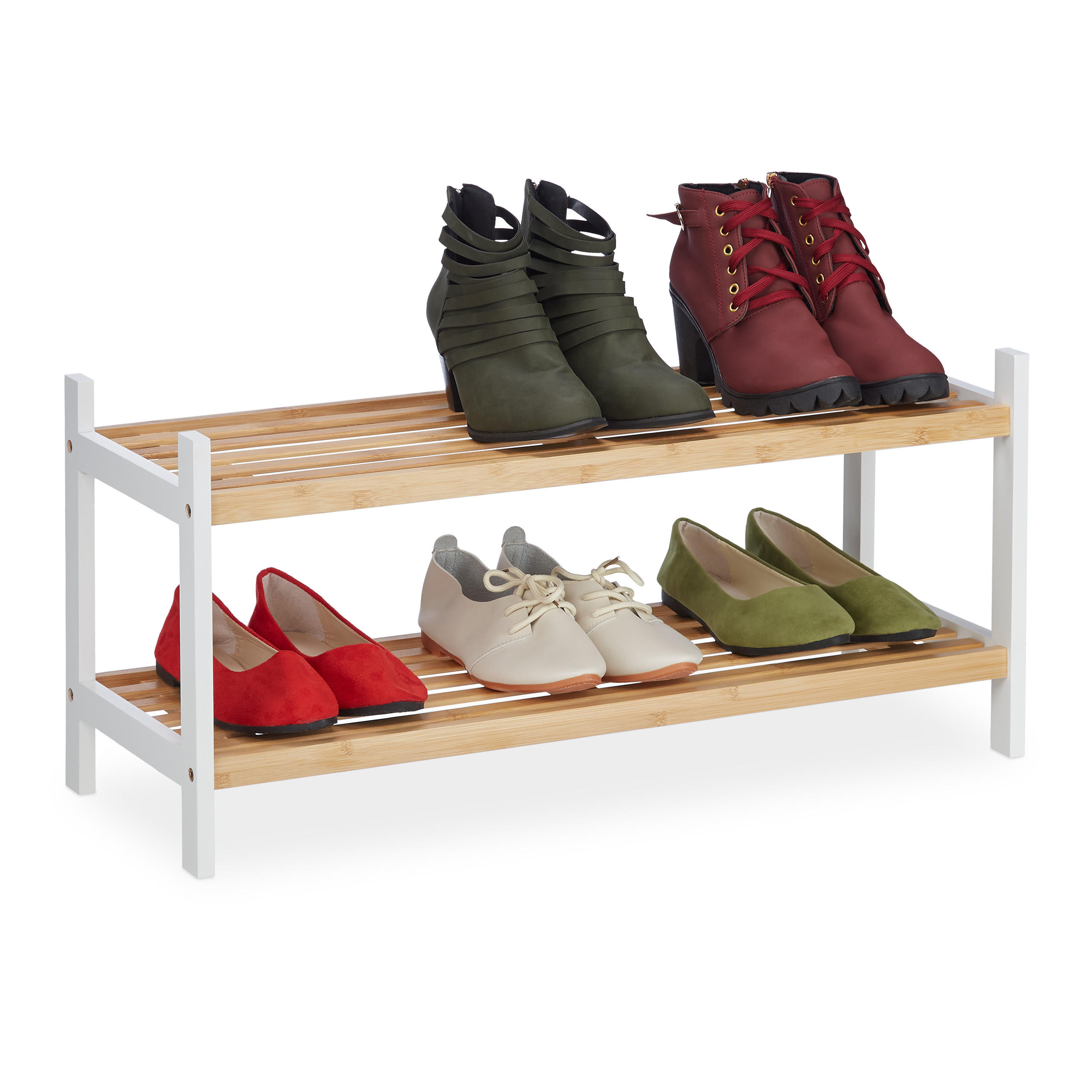 SKOHYLLA Natur Vit bambu 2 plan Multicolor 33/70/26 cm