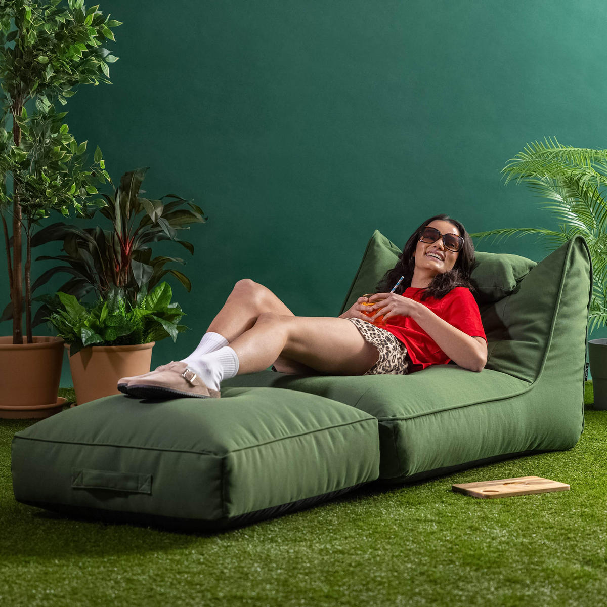 SITZSACK Outdoor mit Bodenkissen Nova - Grün, Textil (84/68/180cm) - icon