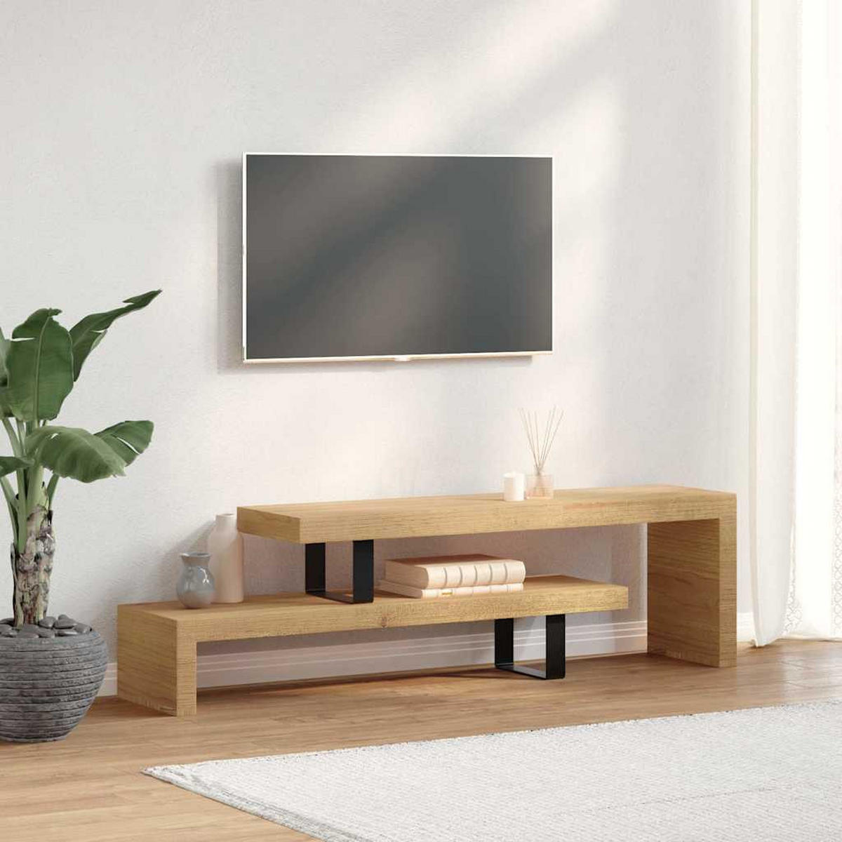 TV-LOWBOARD Massivholz Mango - Braun, Holz (30/40/115cm) - vidaXL