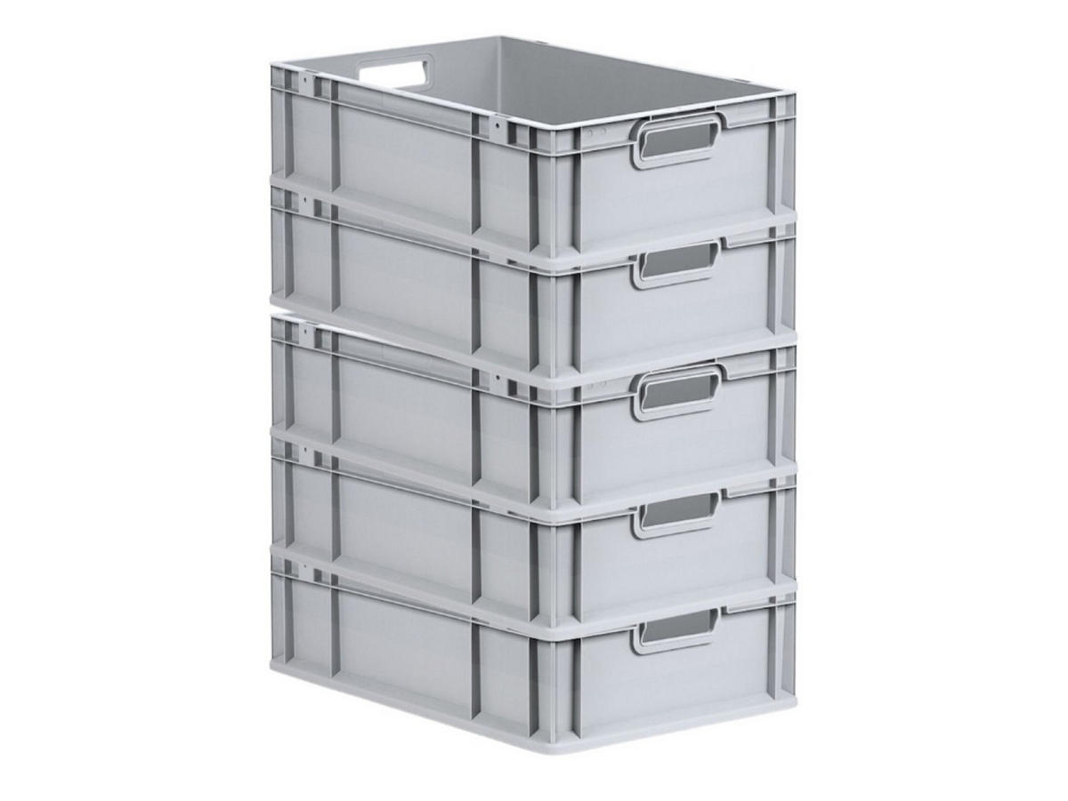 EUROBOX 5x Nextgen Economy Griffe Offen 17x40x60cm 34 Liter - Grau, Kunststoff (40/17/60cm) - PROREGAL